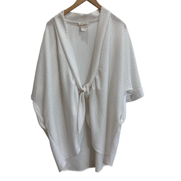Sand Dollar Women M/L White Textured Vacation Spa Robe Tie In Front - Picture 1 of 8